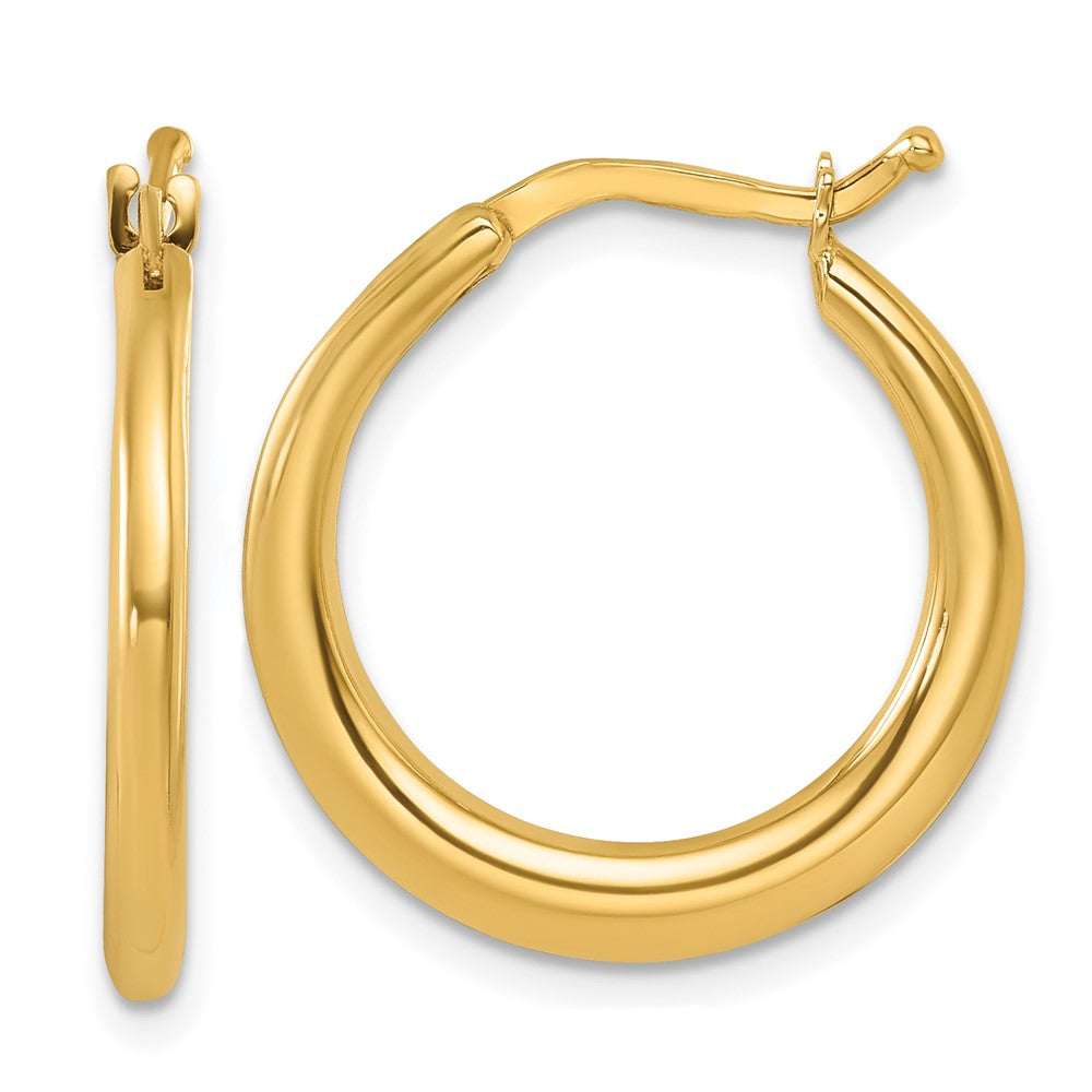 14k Yellow Gold Polished Tapered 2.2mm Round Hoop Earrings