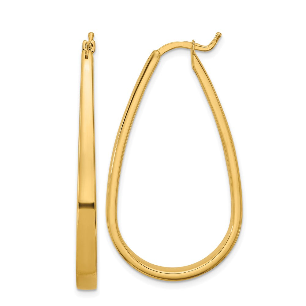 14k Yellow Gold Polished 3.9mm Oval Hoop Earrings