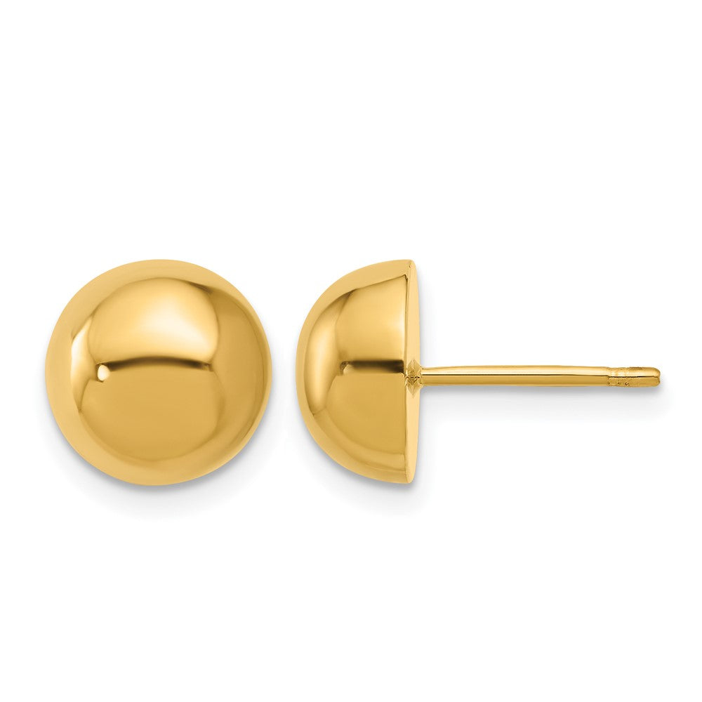 14k Yellow Gold Polished 10.0mm Button Stud Earrings