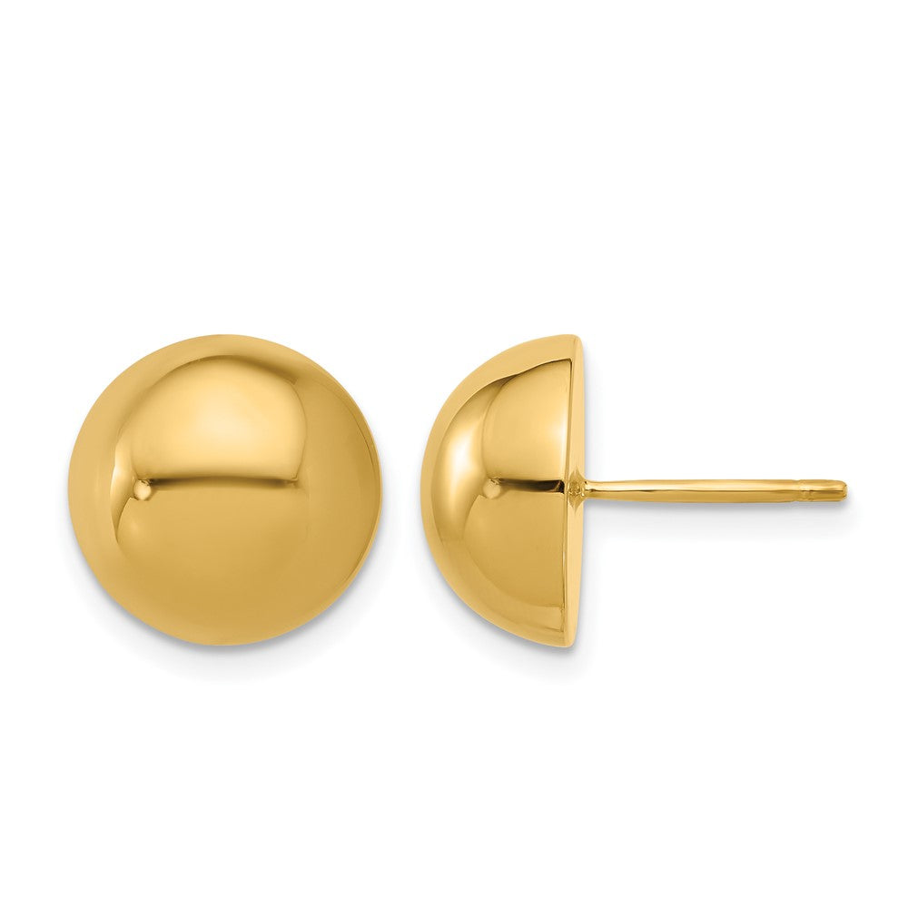 14k Yellow Gold Polished 12.0mm Button Stud Earrings