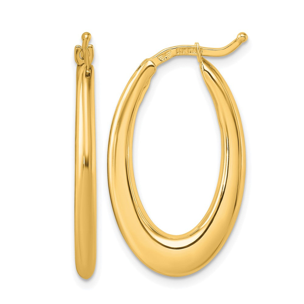 14k Yellow Gold Polished 2.6mm Oval Hoop Earrings