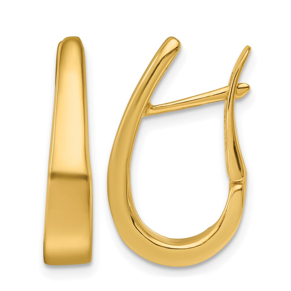 14k Yellow Gold Polished Graduated U Shape Hinged Hoop Earrings