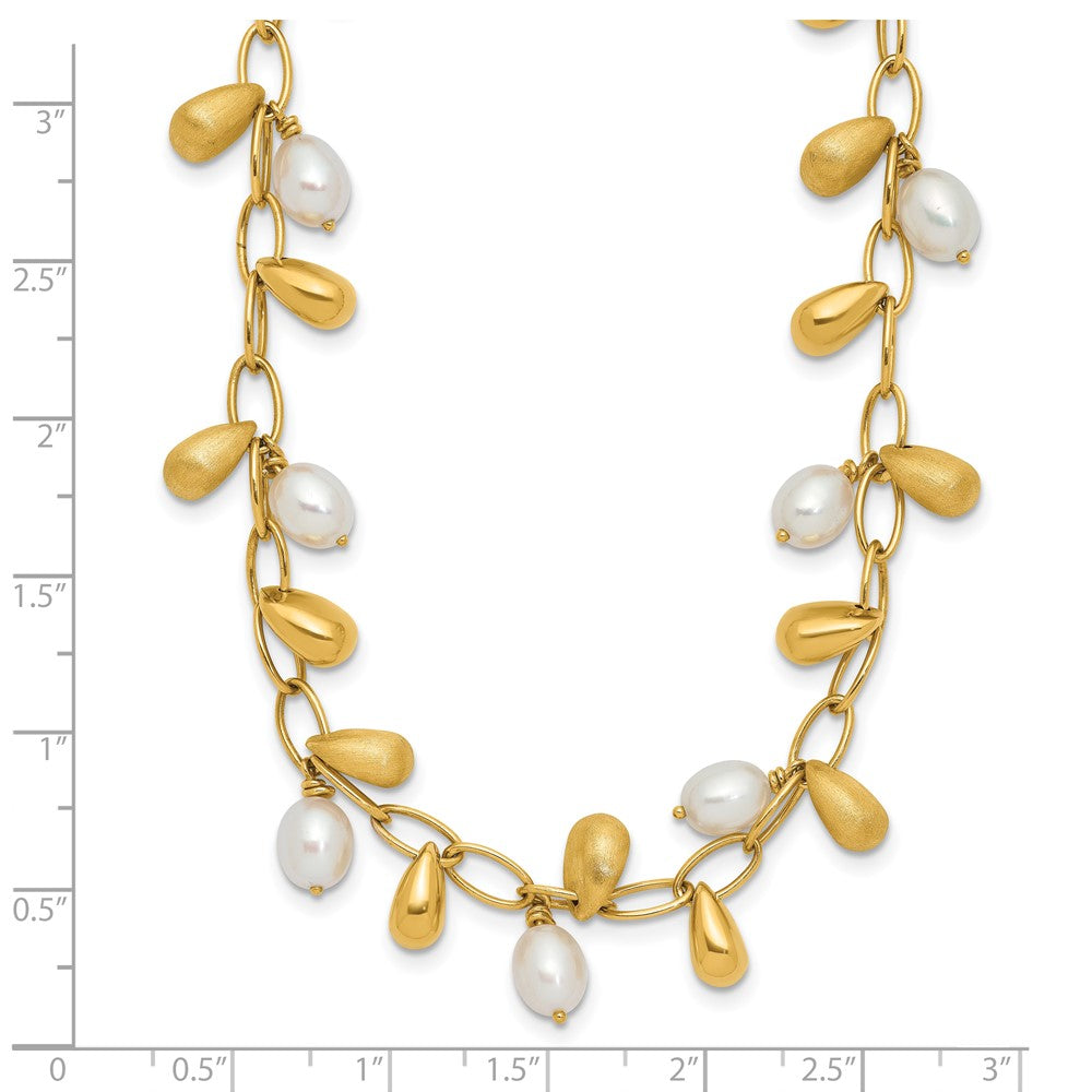 14k Yellow Gold Polished FW Cultured Pearl Necklace