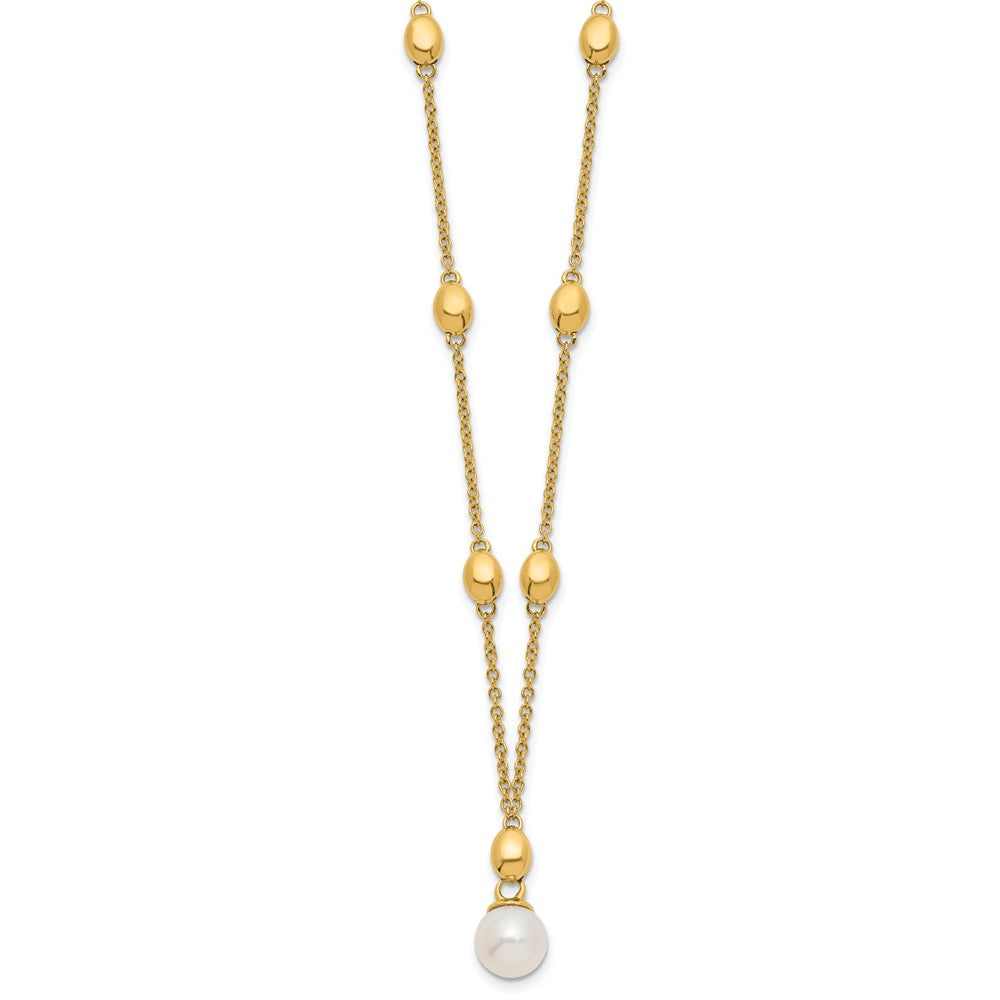 14k Yellow Gold Polished Freshwater Cultured Pearl Necklace