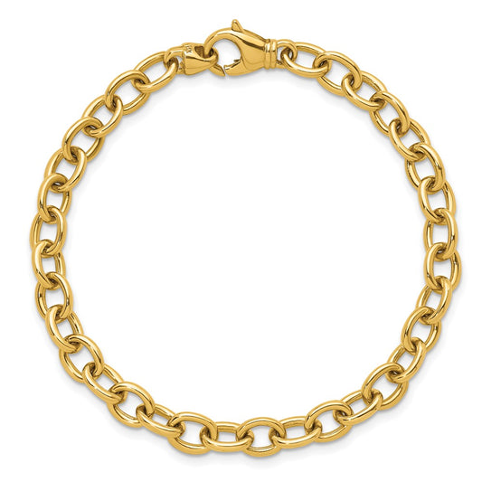 18K Yellow Gold Polished Solid 6.5mm Oval Link Chain Bracelet