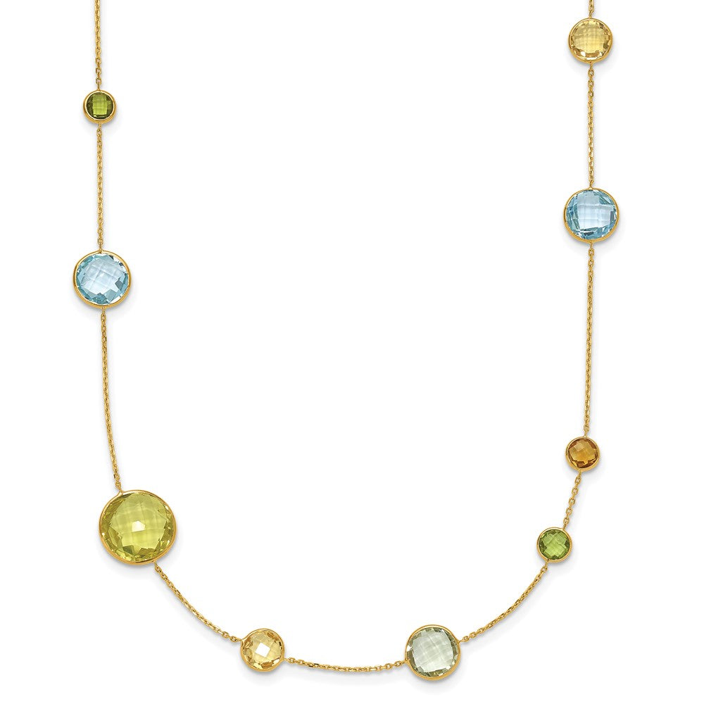 14K Yellow Gold Polished Multi-color Gemstone Necklace 24"