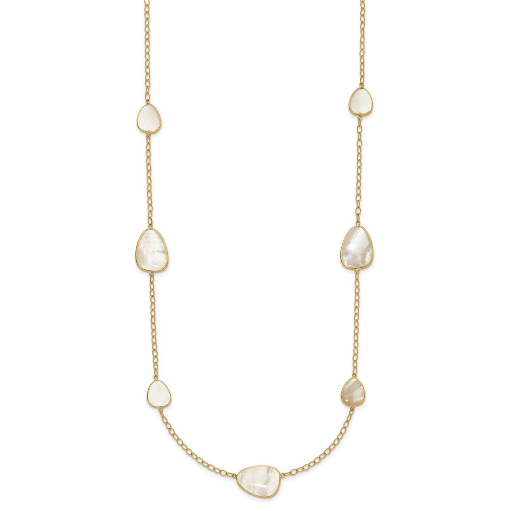 14k Yellow Gold Polished Mother of Pearl Necklace