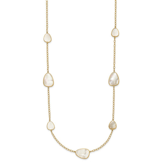 14k Yellow Gold Polished Mother of Pearl Necklace