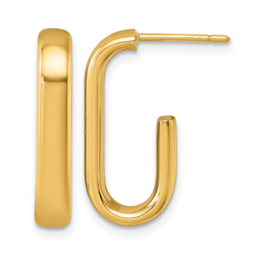 18k Yellow Gold Polished J-Hoop Earrings