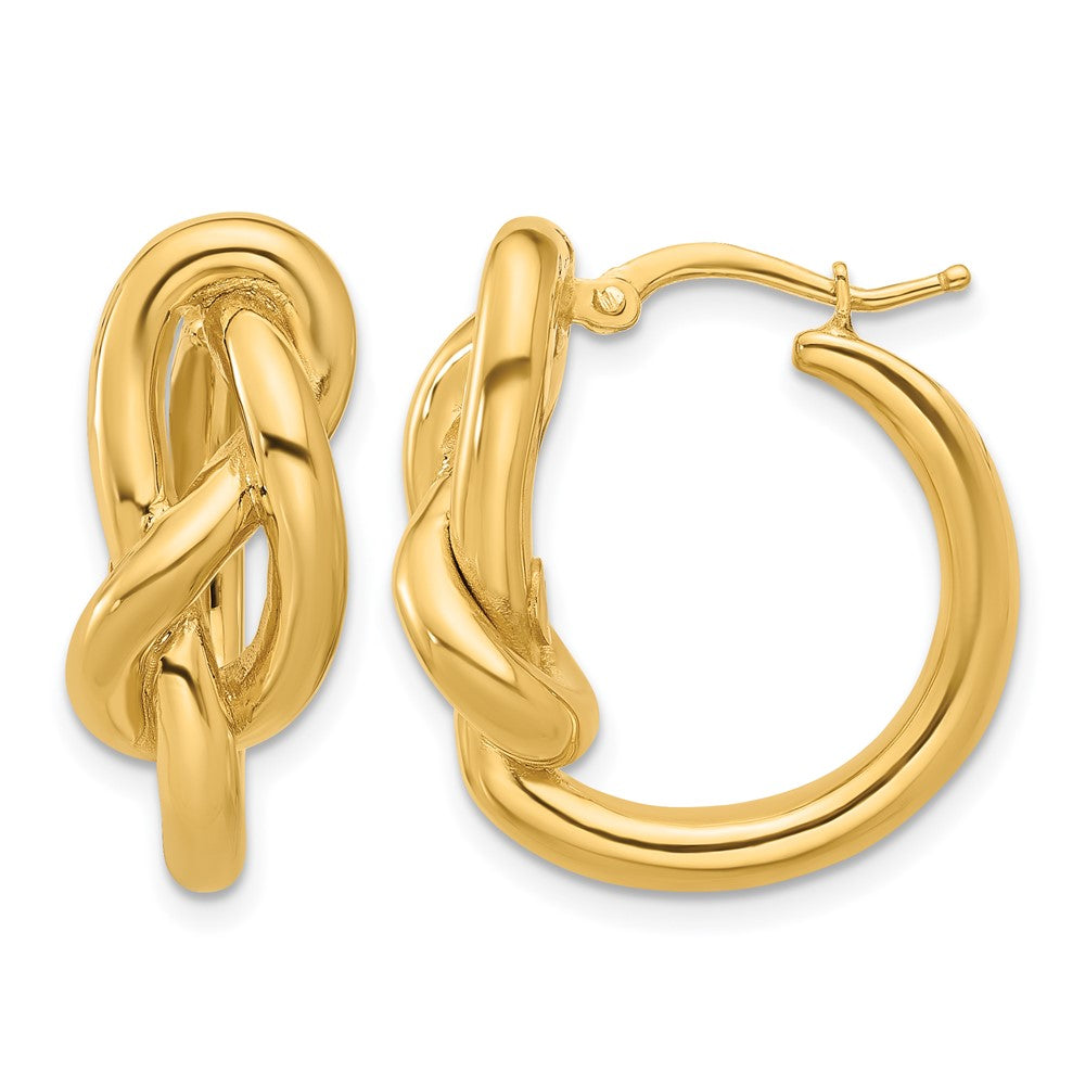 18k Yellow Gold Polished Infinity Knot Round Hoop Earrings