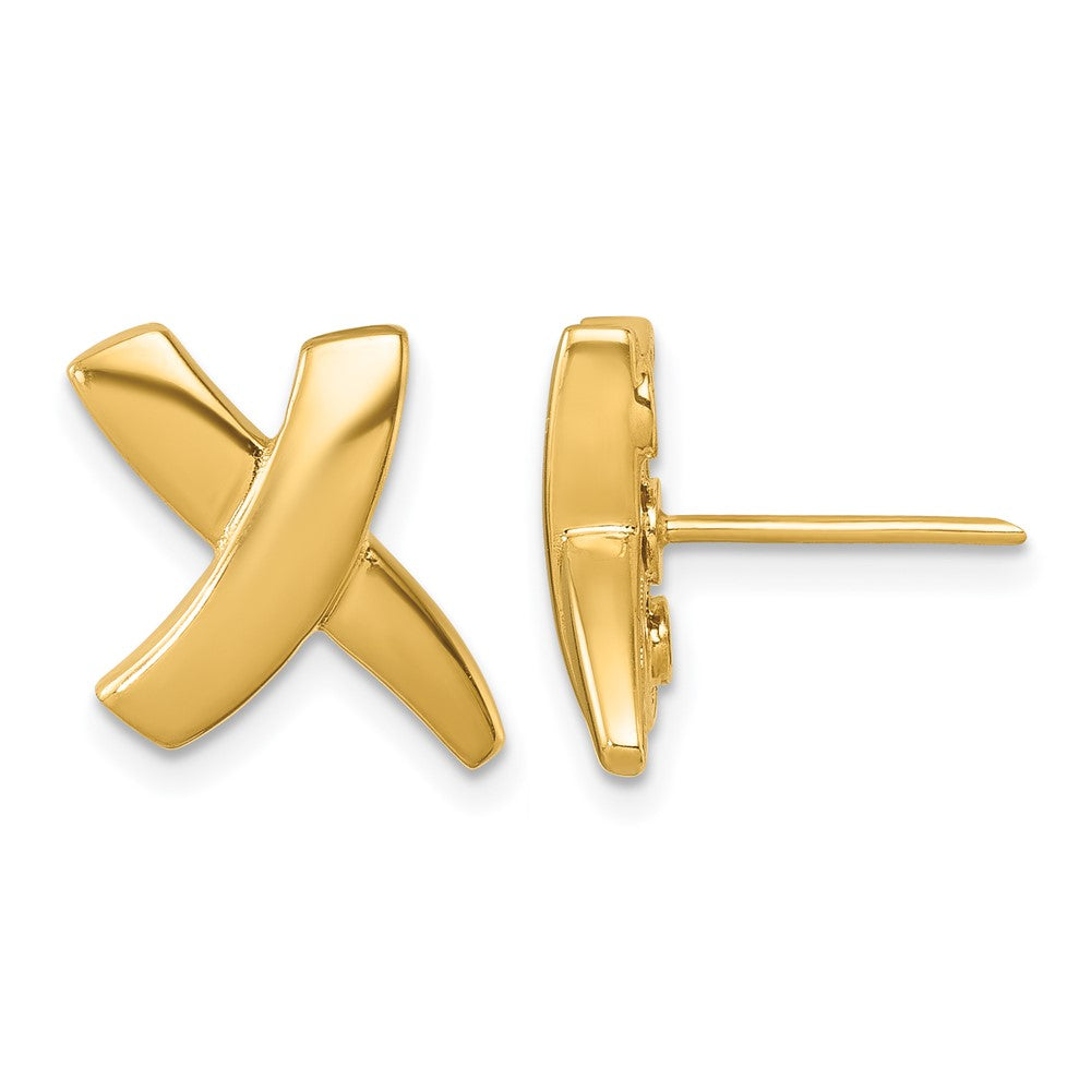 18k Yellow Gold Polished X Stud Earrings