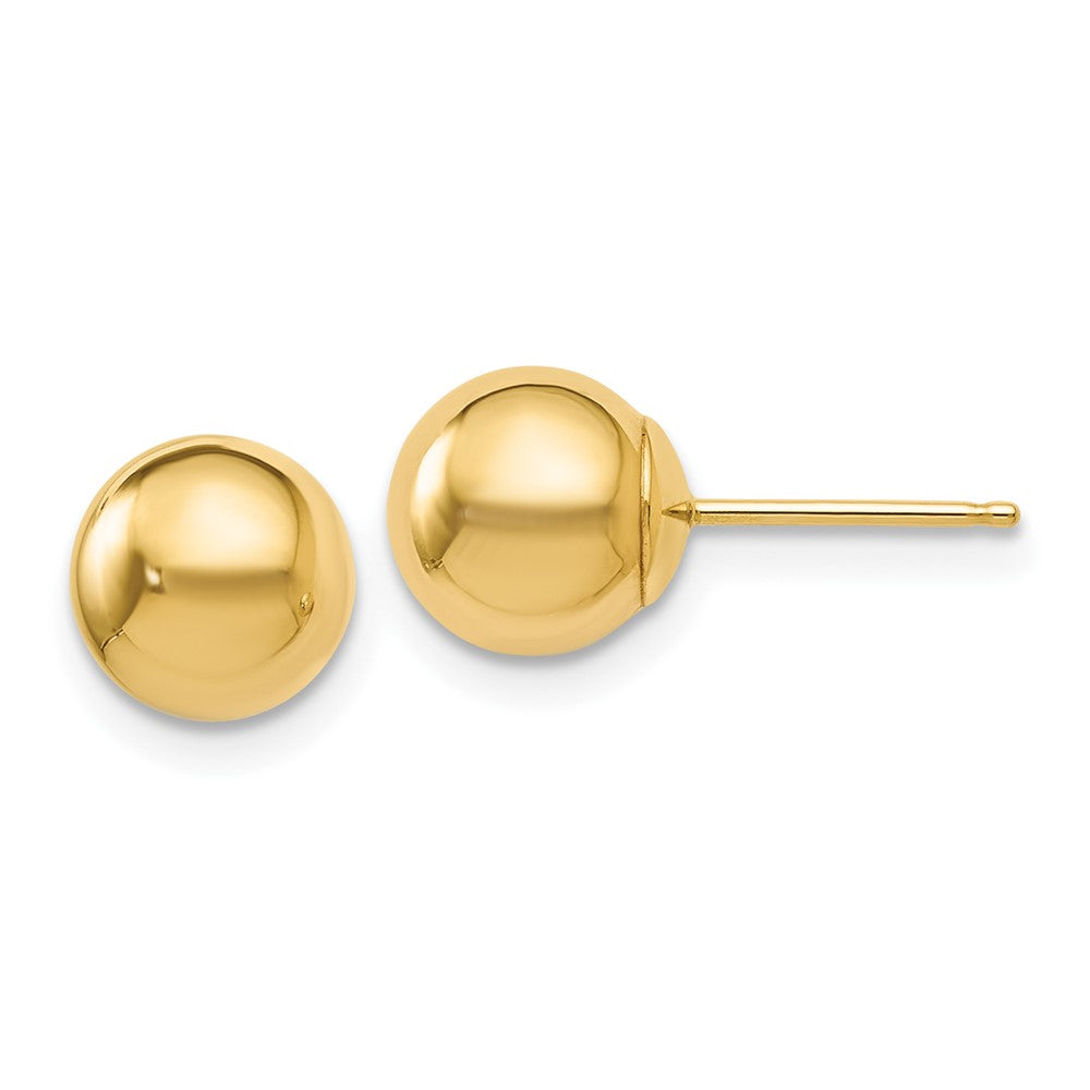 14k Yellow Gold Polished 7mm Ball Stud Earrings