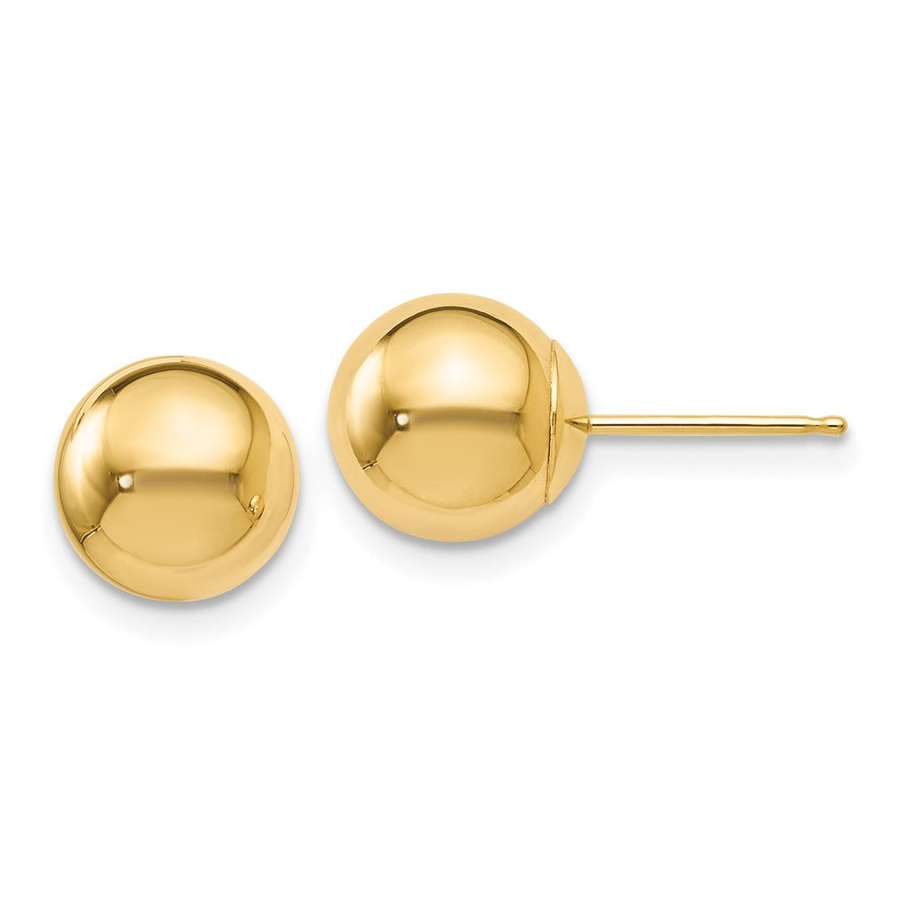 14k Yellow Gold Polished 8mm Ball Stud Earrings