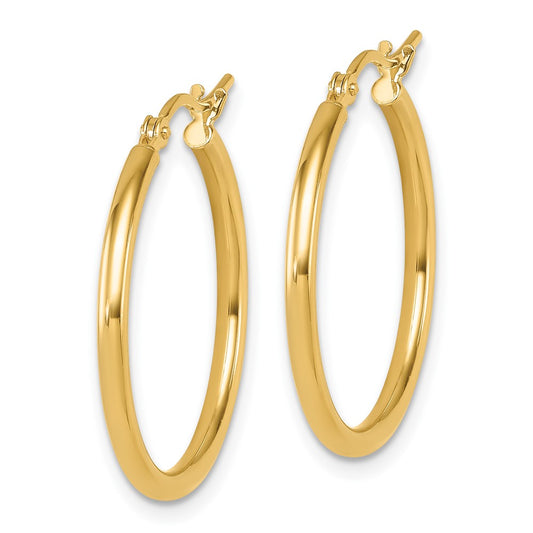 14k Yellow Gold 2x25mm Polished Hoop Earrings