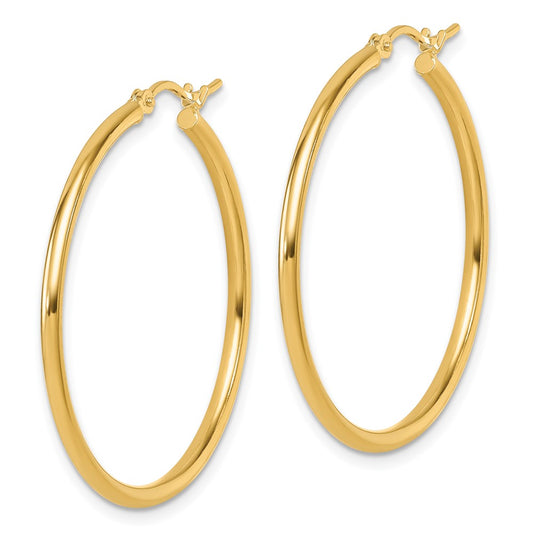 14k Yellow Gold Polished 2x35mm Hoop Earrings