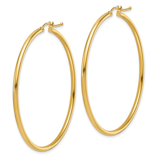 14k Yellow Gold Polished 2mm Hoop Earrings