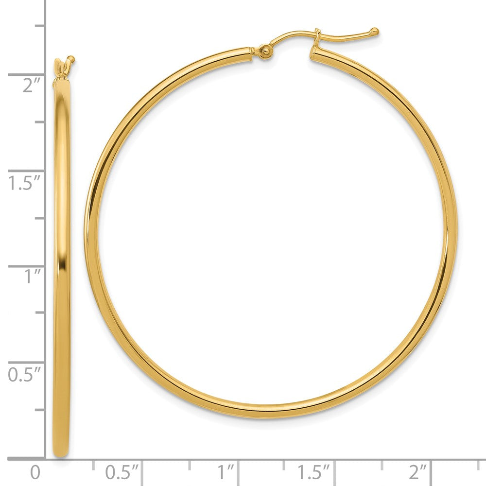 14k Yellow Gold Polished 2mm Hoop Earrings