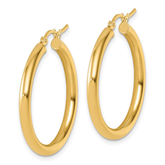 14k Yellow Gold Polished 3mm Hoop Earrings
