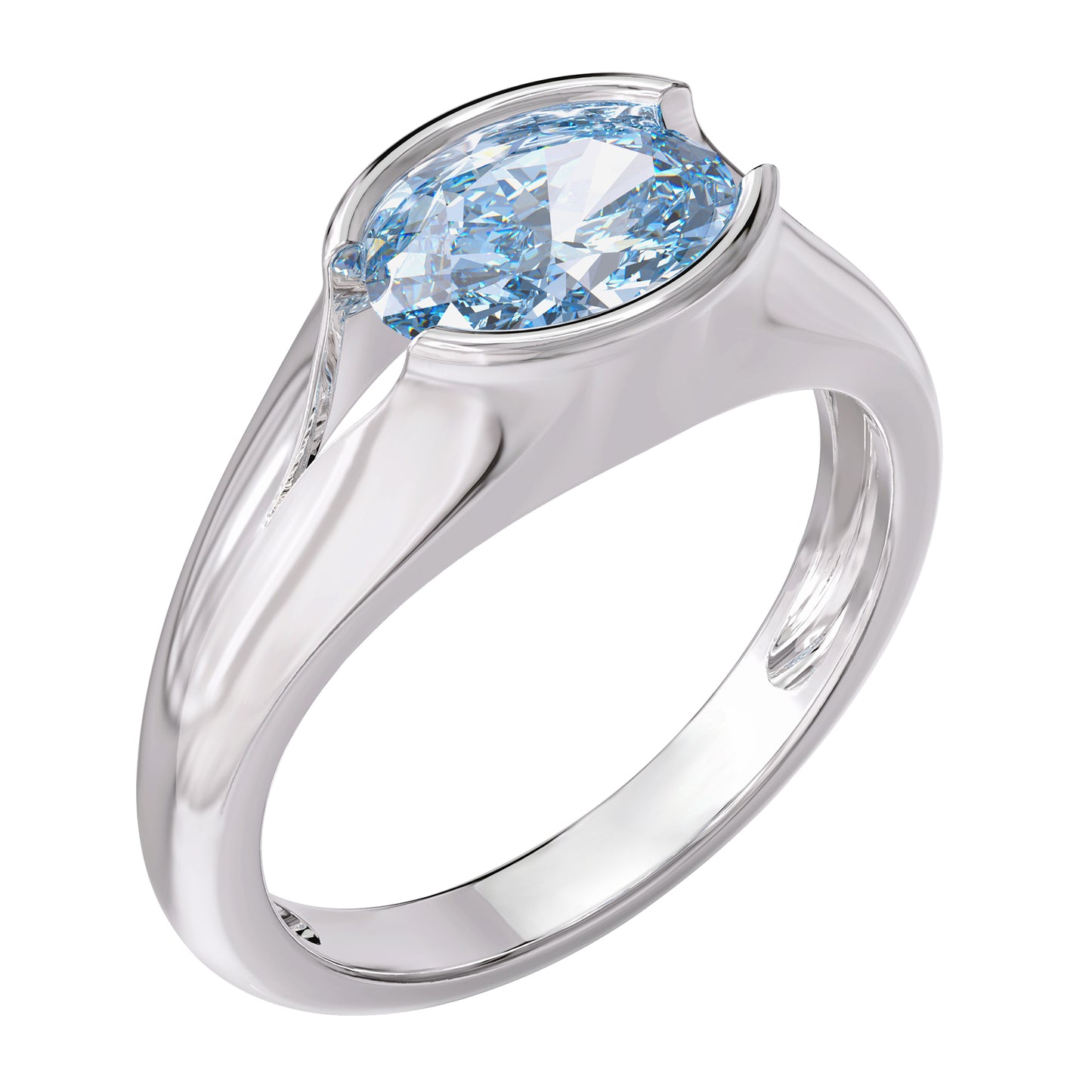 1 Carat Lab Grown London Blue Topaz Solitaire Ring