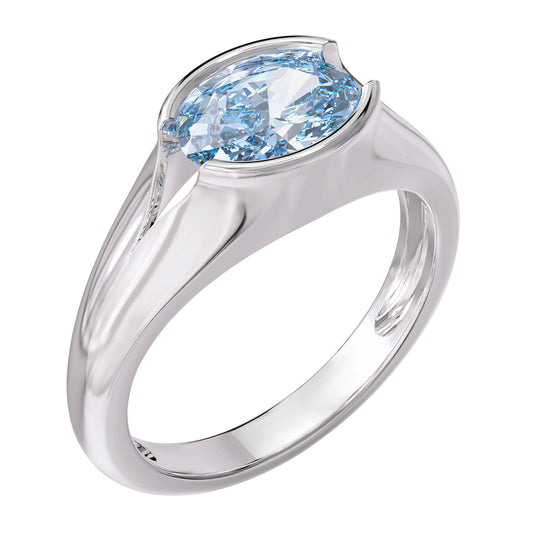1 Carat Lab Grown London Blue Topaz Solitaire Ring