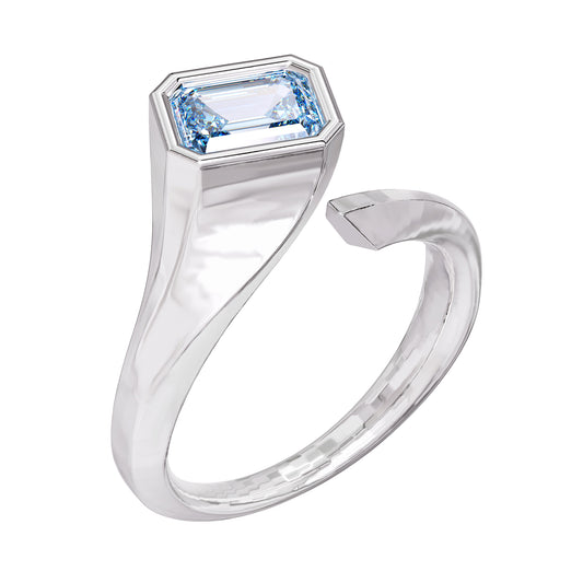 1 Carat Lab Grown Blue Topaz Solitaire Ring