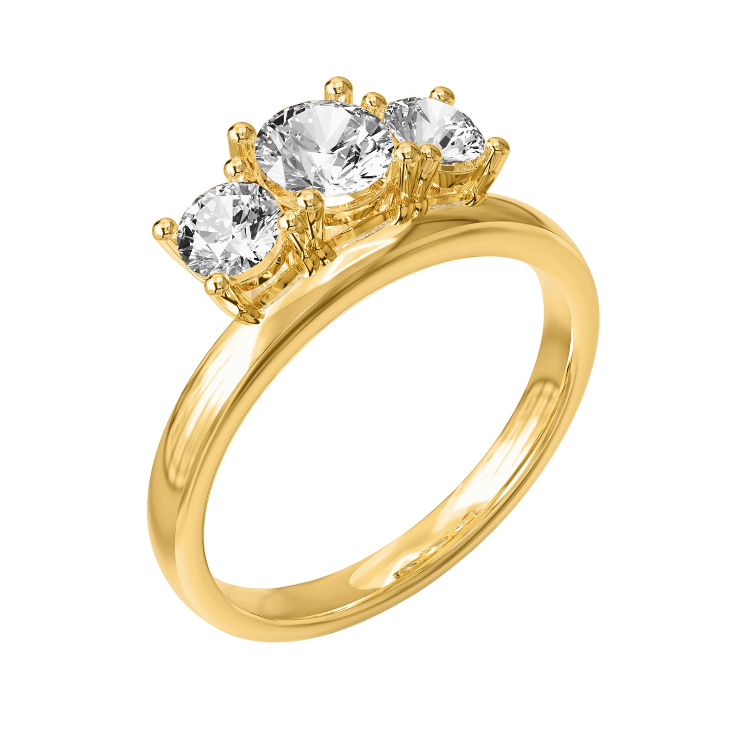 1 Carat Round Lab Grown Lab Grown Diamond Three-stone Ring