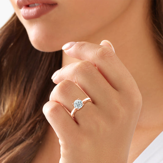 IGI Certified Lab Grown Diamond Solitaire Engagement Ring 14k Rose Gold Clarity- VS, Color- EFG