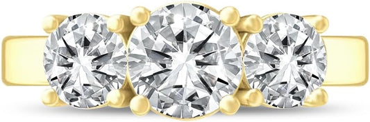 14k Gold Lab Grown Diamond 3-Stone Engagement Ring D-E Color, VS Clarity