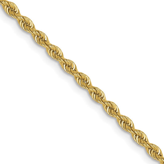 10k Yellow Gold 2mm Solid Regular Rope Chain Necklace