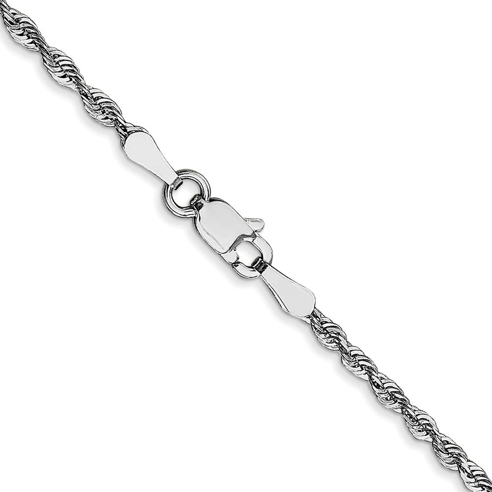 10k White Gold 2mm Diamond-Cut Lightweight Rope Chain Necklace