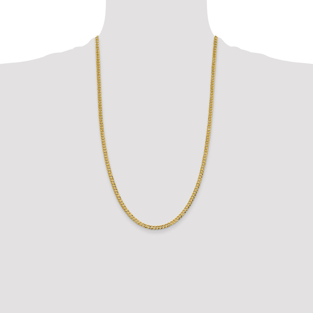 10k Yellow Gold 3.7mm Lightweight Flat Cuban Chain Necklace
