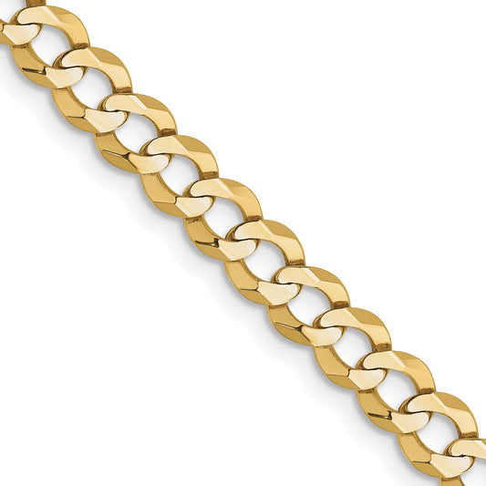 10k Yellow Gold 4.7mm Lightweight Flat Cuban Chain Necklace