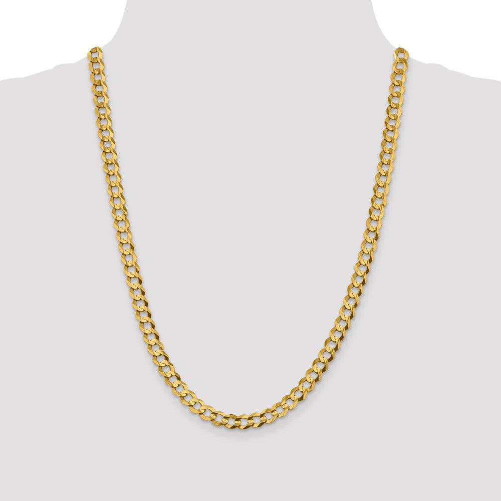 10k Yellow Gold 7.2mm Lightweight Flat Cuban Chain Necklace