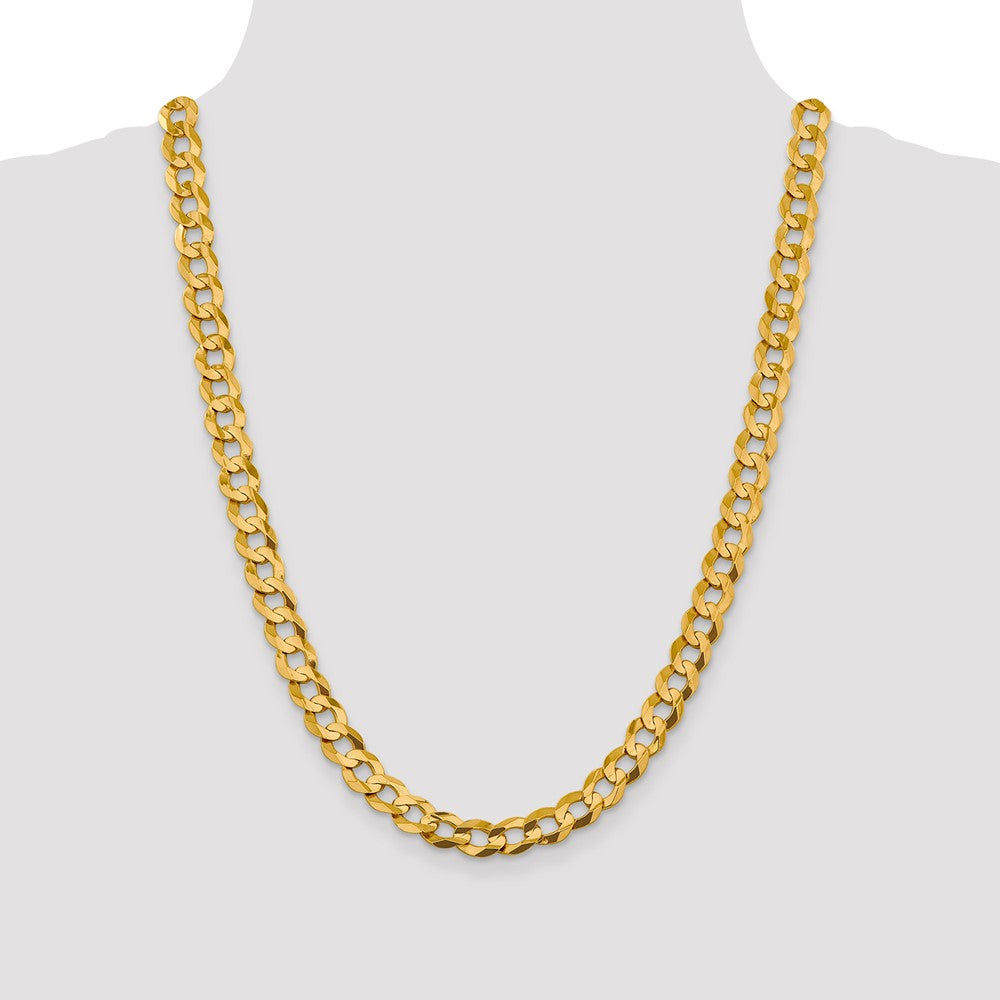 10k Yellow Gold 9.4mm Lightweight Flat Cuban Chain Necklace