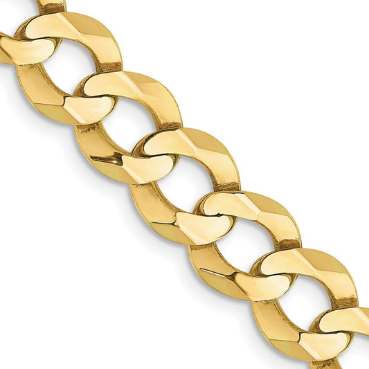 10k Yellow Gold 9.4mm Lightweight Flat Cuban Chain Necklace
