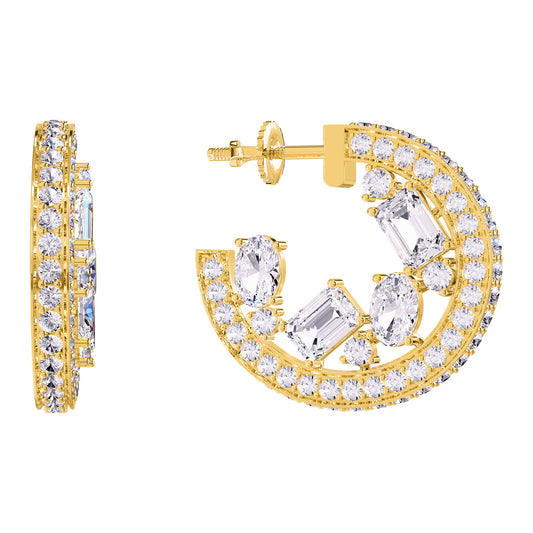 7.75 Carat Lab Grown Diamond Hoop Earrings