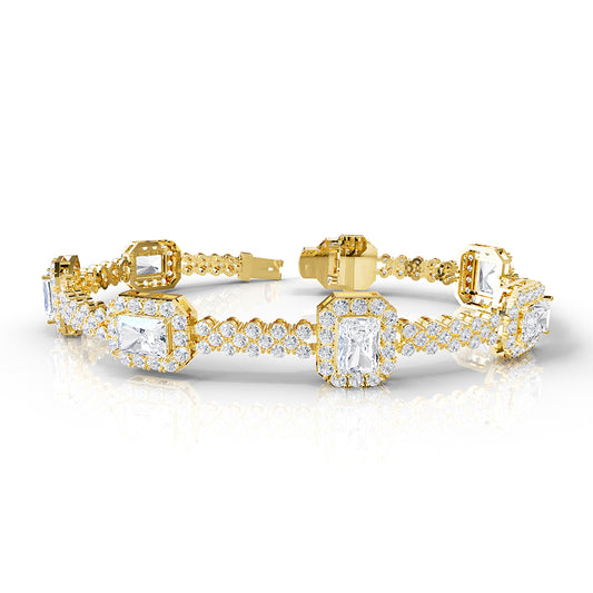 13 Carat Lab Grown Diamond Fancy Bangle Bracelet 7"