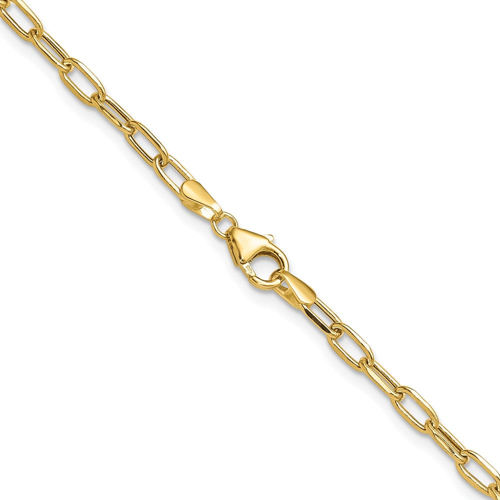 14k Yellow Gold 3.0mm Semi-Solid Beveled Diamond-Cut Paperclip Chain Necklace