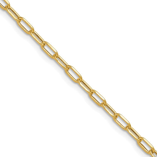 14k Yellow Gold 3.0mm Semi-Solid Beveled Diamond-Cut Paperclip Chain Necklace
