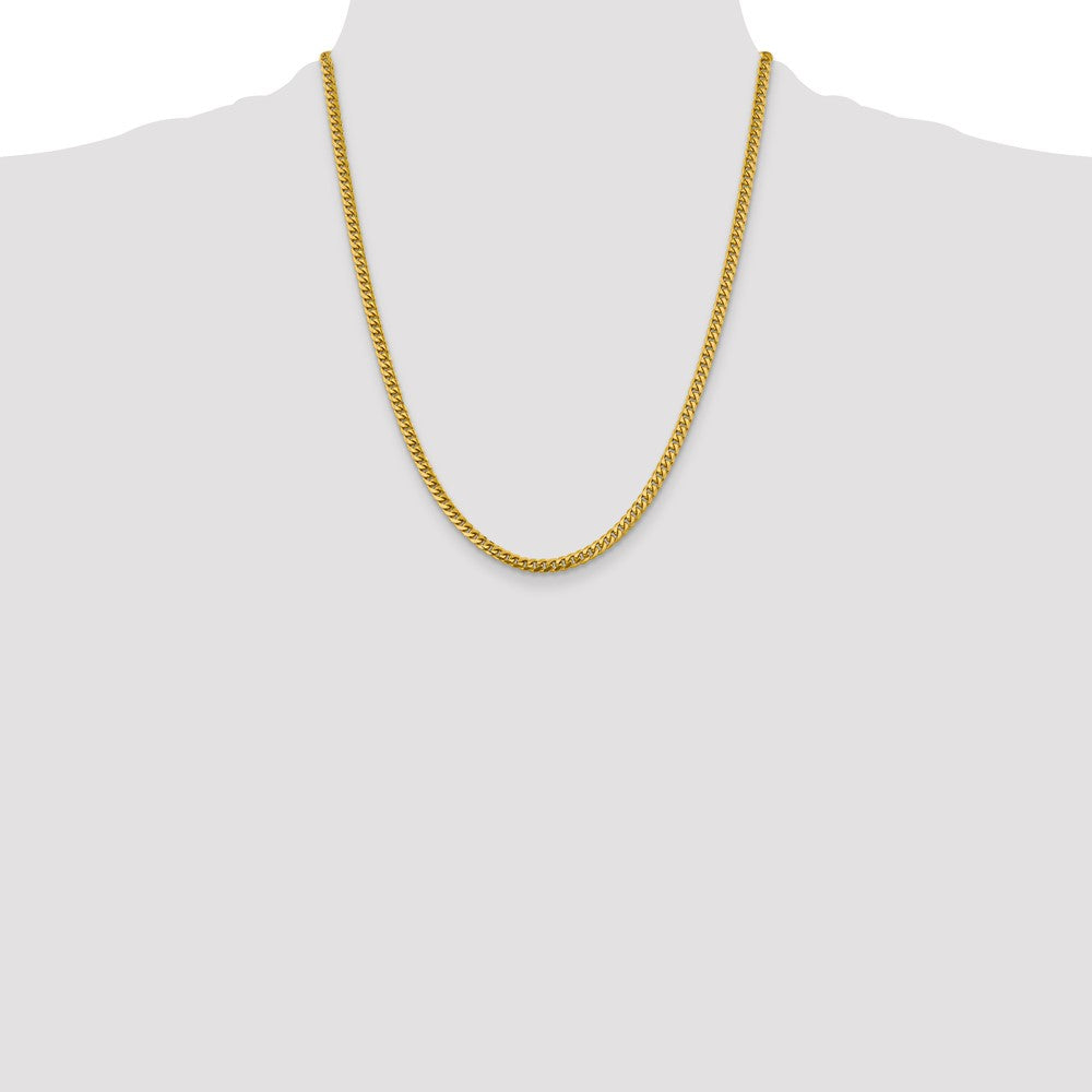 14k Yellow Gold 4.25mm Solid Miami Cuban Chain Necklace