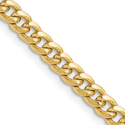 14k Yellow Gold 4.25mm Solid Miami Cuban Chain Necklace