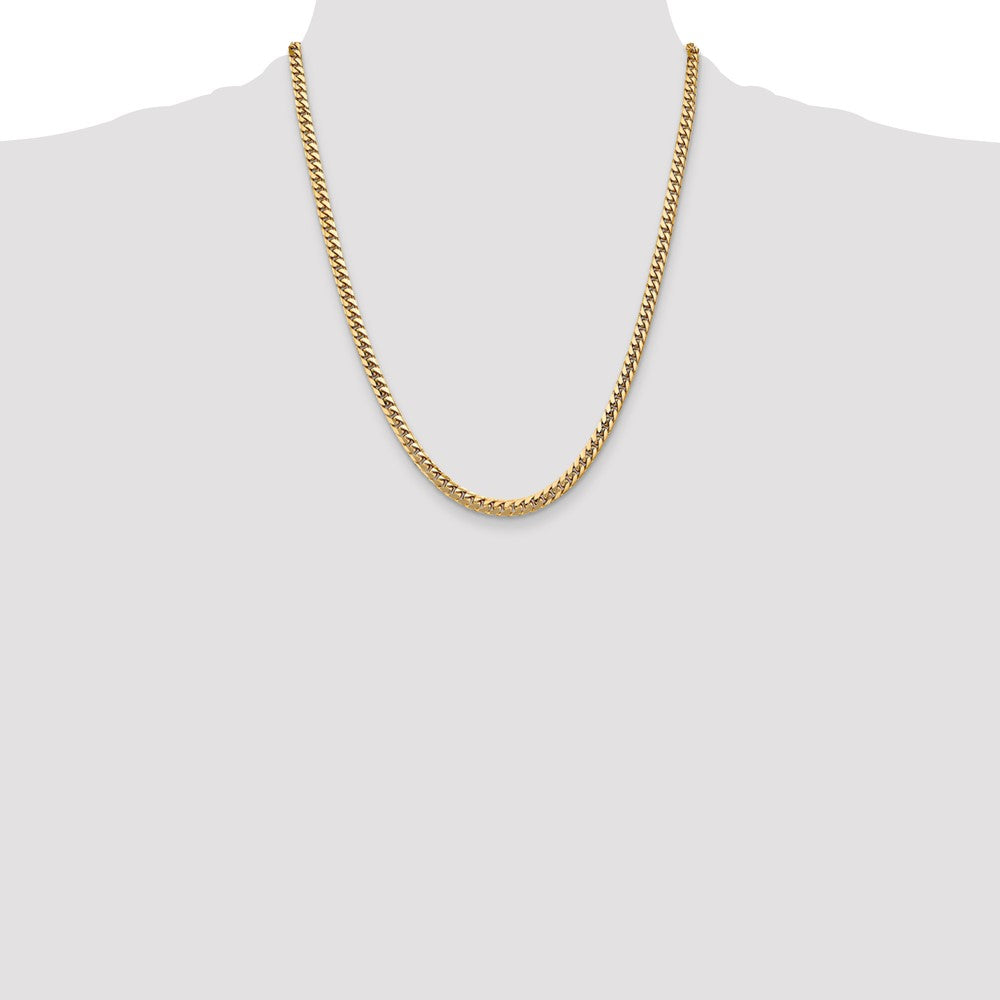14k Yellow Gold 4.3mm Solid Miami Cuban Chain Necklace