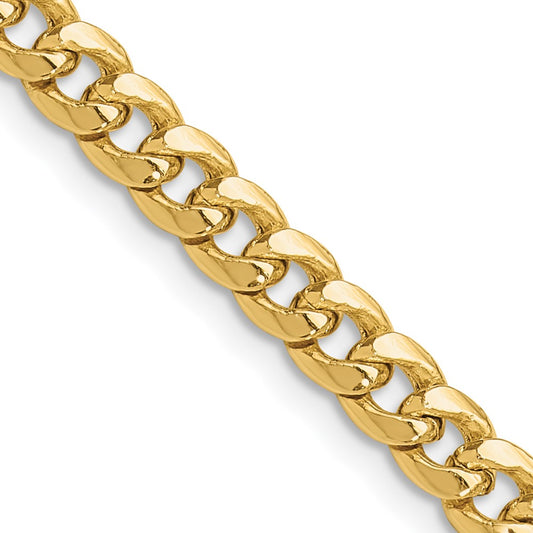 14k Yellow Gold 4.3mm Solid Miami Cuban Chain Necklace