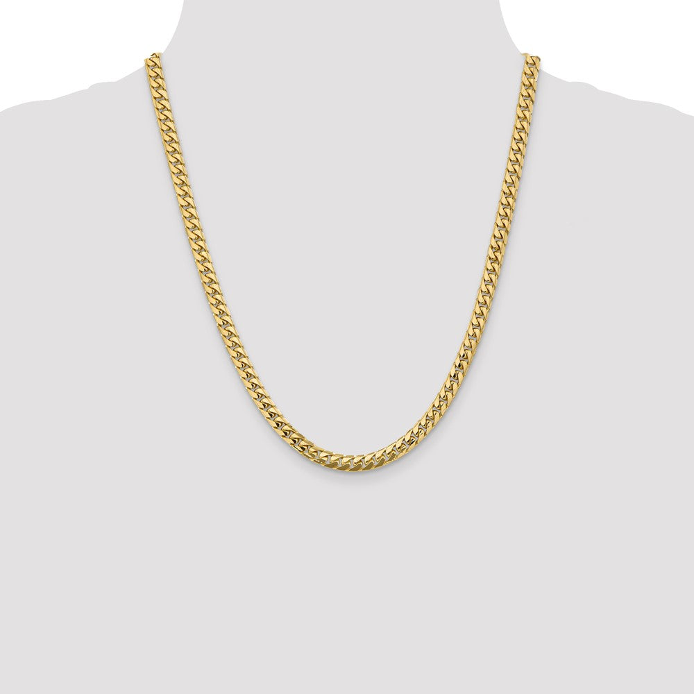 14k Yellow Gold 5.5mm Solid Miami Cuban Chain Necklace