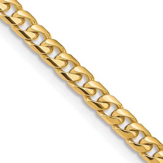 14k Yellow Gold 6.25mm Solid Miami Cuban Chain Necklace