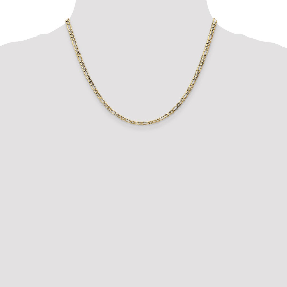 14k Yellow Gold 3.5mm Semi-Solid Figaro Chain Necklace