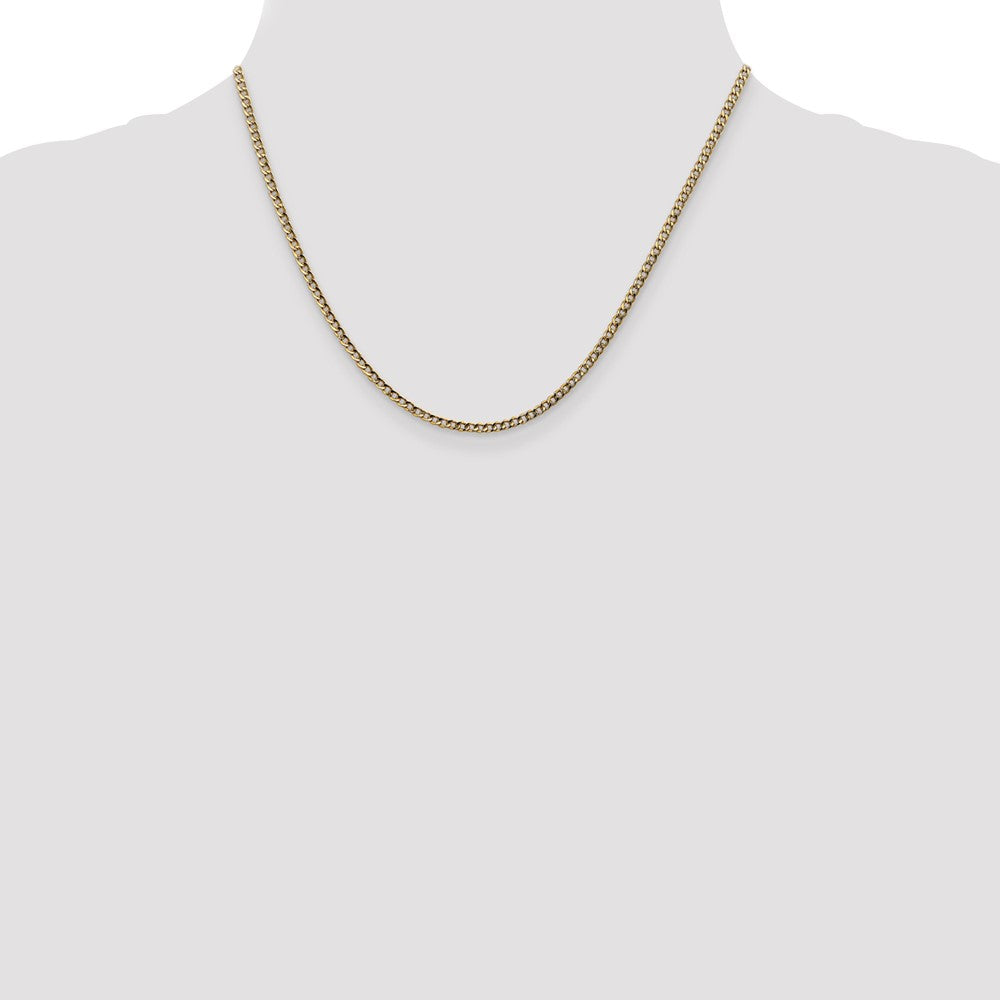 14k Yellow Gold 2.5mm Semi-Solid Curb Chain Necklace