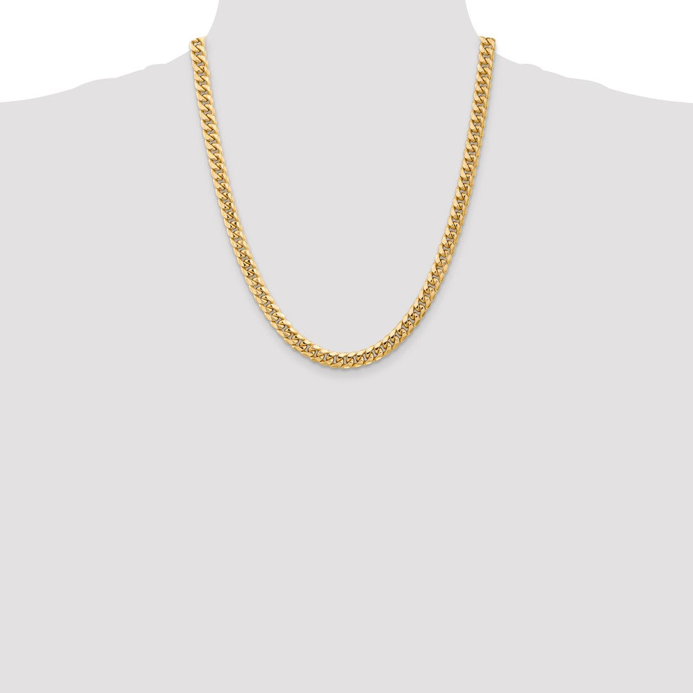 14k Yellow Gold 6.75mm Semi-Solid Miami Cuban Chain Necklace