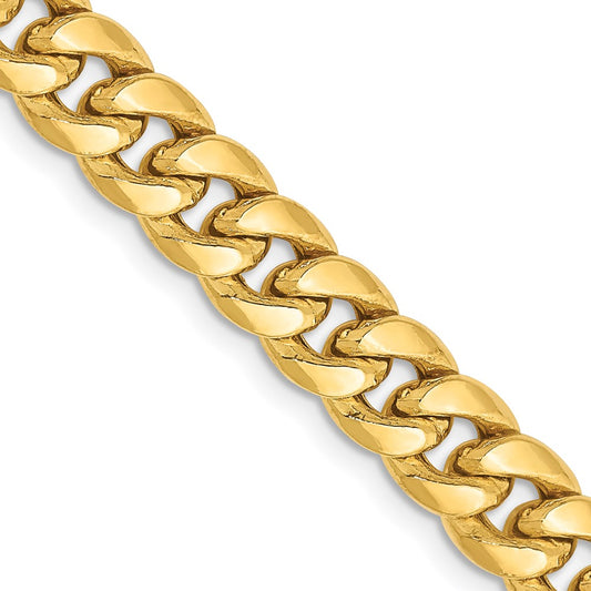 14k Yellow Gold 6.75mm Semi-Solid Miami Cuban Chain Necklace