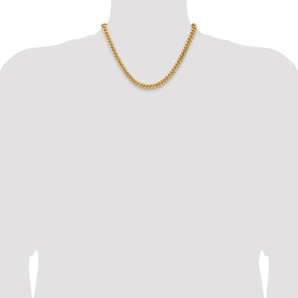 14k Yellow Gold 7.3mm Semi-Solid Miami Cuban Chain Necklace
